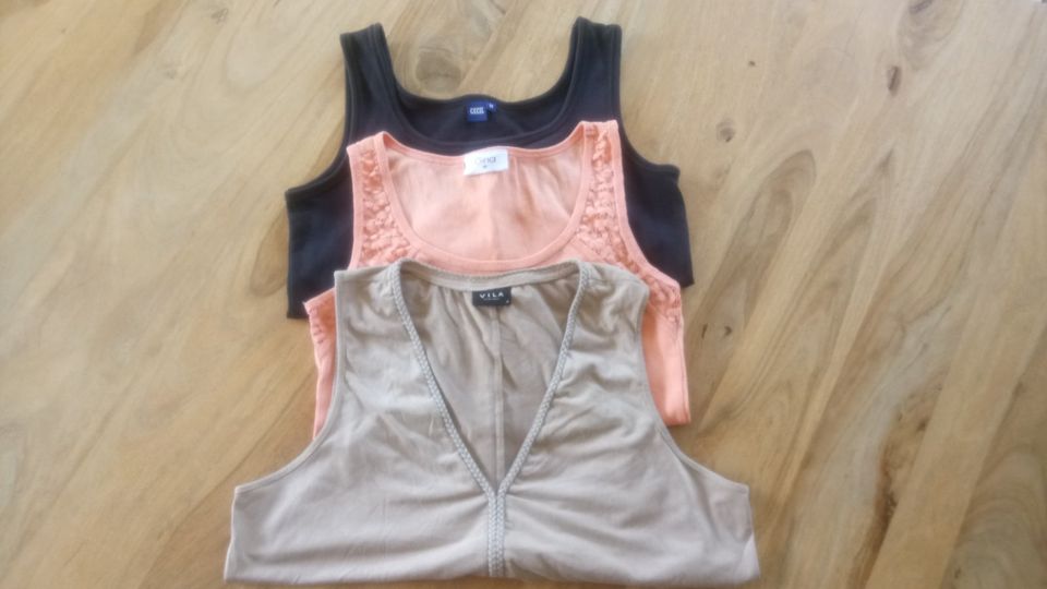 Cecil/ Gina/ Vila Tank-Top/ Achsel-Shirt schwarz/ lachs/ beige M in Weißenborn-Lüderode