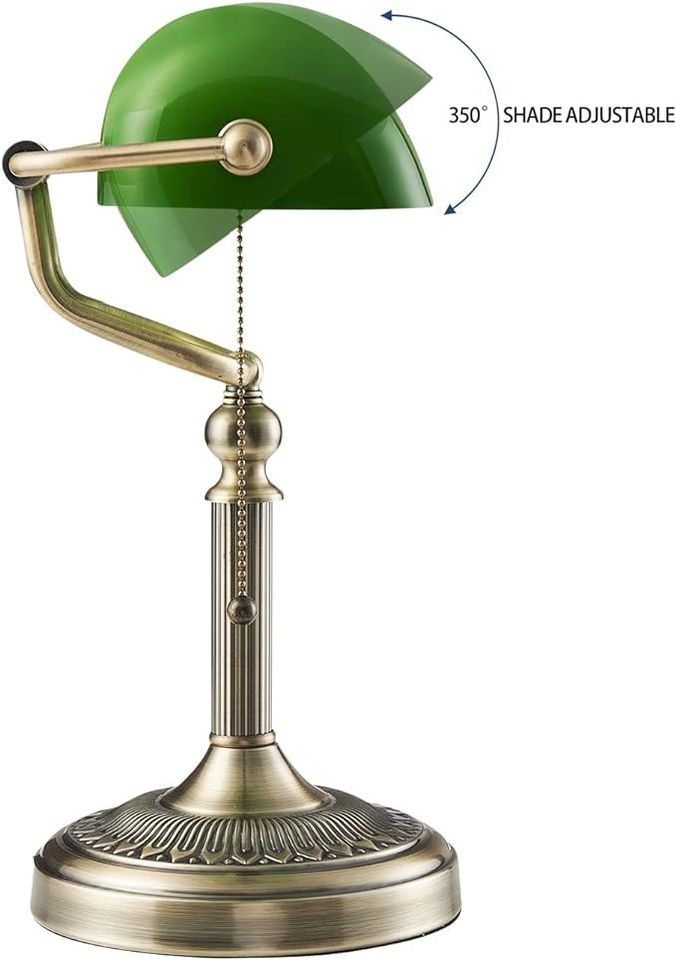 Newrays Green Glass Banker Schreibtischlampe mit Kettenschalter in Bad Oldesloe