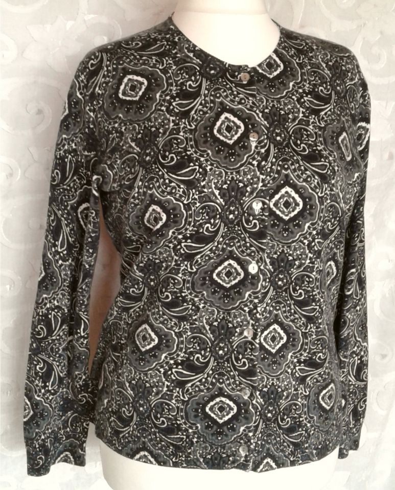 Pullover Strick-Pulli dunkel-blau orange Paisley-Muster 40 42 XL in Berlin