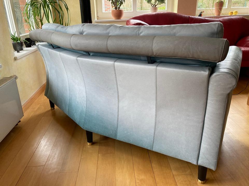 Winkel-Ledersofa, DREIPUNKT Infinity, Belsoft Nubuk, grün/schwarz in Wardenburg