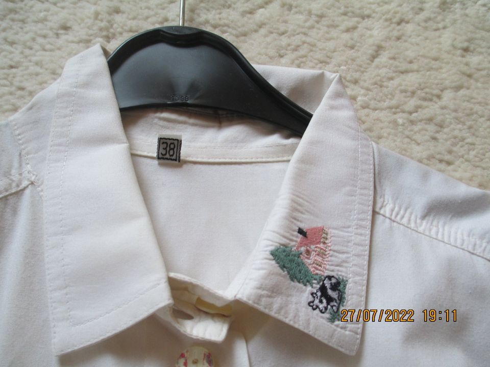 wunderschöne weiße Bluse, Gr. 38, 100% Baumwolle (SZML) in Konz