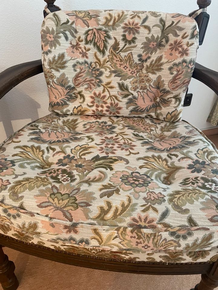 Vintage Sessel Eiche mit erneuerten Polstern & Stoff | Antik in Hachenburg