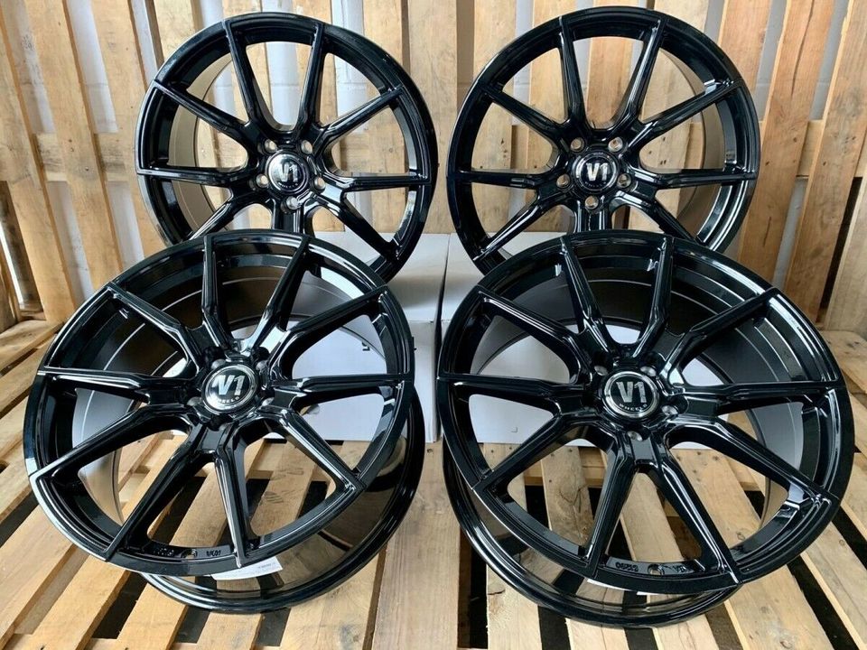 20 Zoll ET25 V1 Wheels V1 Schwarz Felgen für Audi Q3 8U RS RS4 QB6  RS6 4F A4 B8 8K Allroad A5 S5 RS5 B8 8K A6 S6 RS6 4G Allroad A7 S7 RS7 4G A8 S8 4H Q5 8R FY SQ5 Q7 4L SQ7 VW Tiguan Skoda Kodiaq in Rodgau