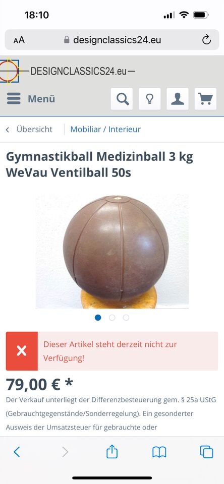Rarität WeVau 50er Medizinball Designklassiker 1,5kg Liebhaber in Kassel