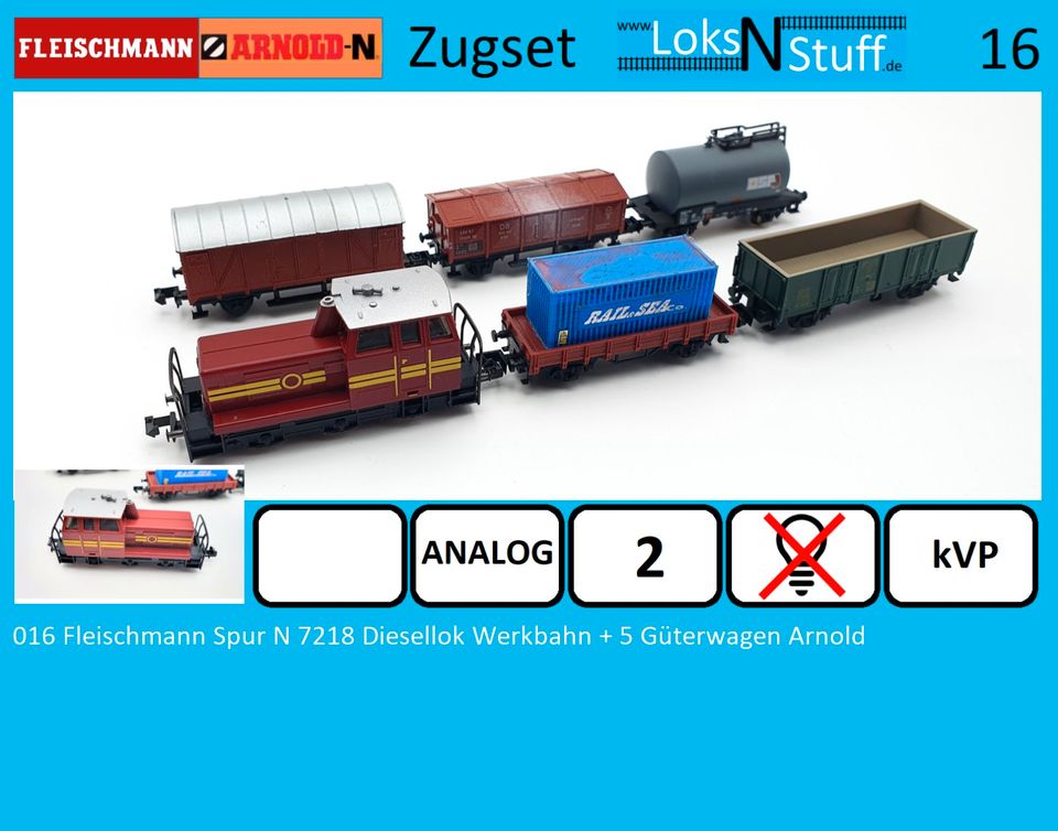 016 Fleischmann Spur N 7218 Diesellok Werkbahn + 5 Güterwagen Arn in Eschwege