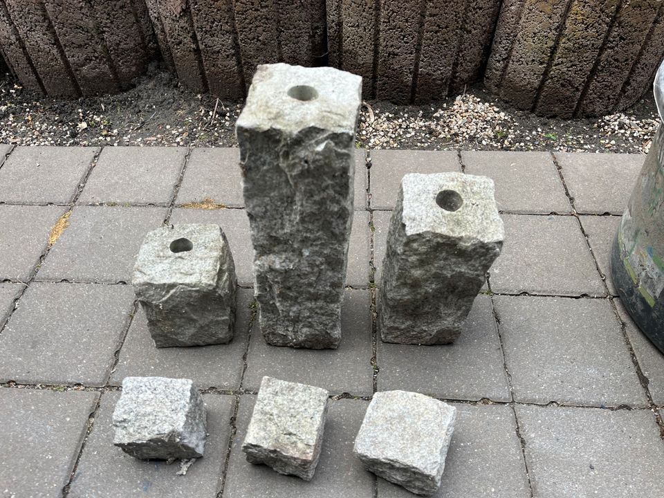 Wasserbrunnen mit LED Licht Effekt und Granitsteine in Bottrop