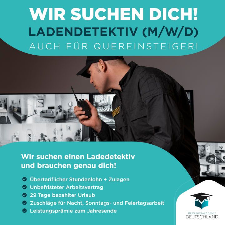 Werde Ladendetektiv (m/w/d) | Bis zu 3.000€ verdienen!|job|security|quereinsteiger|sicherheitsmitarbeiter|vollzeit in Chemnitz