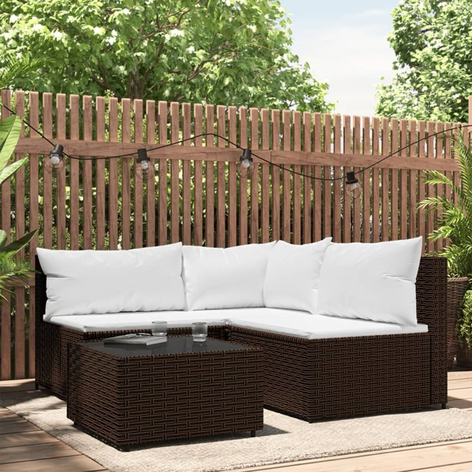 4-tlg. Garten-Lounge-Set mit Kissen Poly Rattan in versch. Farben in Helsa