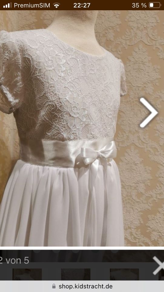 Kleid weiß Kommunion Hochzeit Gr 152 in Rott