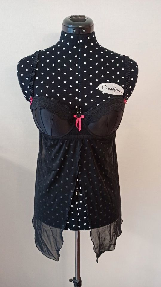 Babydoll Negligé - schwarz pink mit Spitze - Push-Up - Gr. S/M in Leverkusen