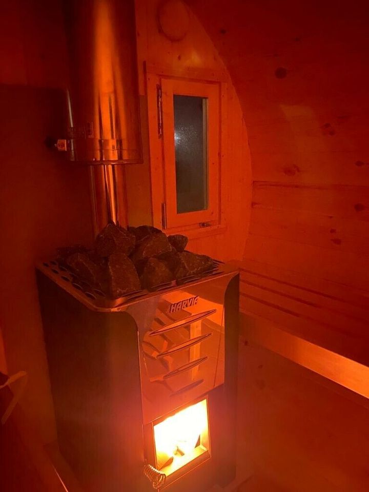 mobile Sauna auf Anhänger, Saunafass, Wellness, Sauna mieten in Haselbachtal