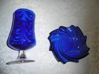 Lauschaer Glas Zierglas Vasen mundgeblasen Rauchglas Blau DDR Sachsen - Freiberg Vorschau