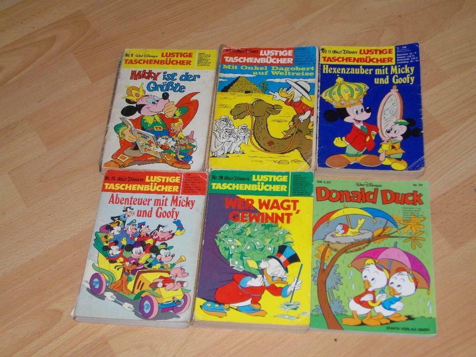 6 Comics"LustigeTaschenbücher Nr.9,10,11,15,28,30"Teils1.Auflage in Leichlingen