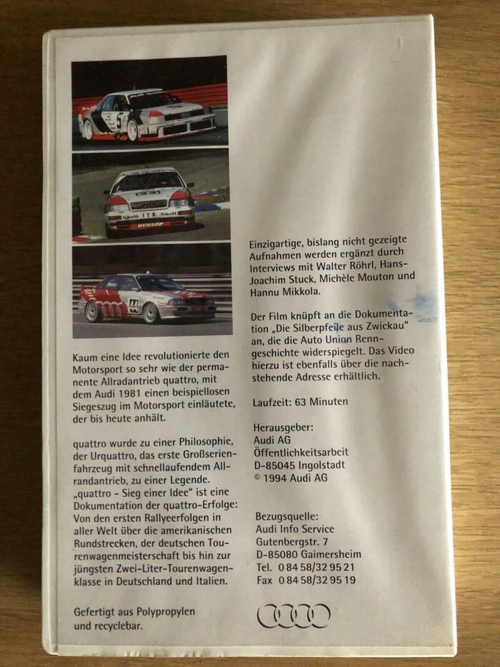 Audi Quattro Videokassette!!! in Wiehl