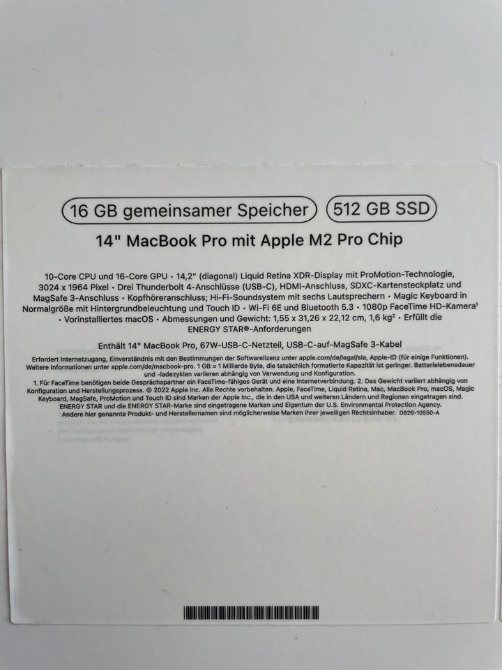 MacBook Pro 2023 | 16GB RAM, 512GB SSD | mit OVP und Zubehör in Reutlingen