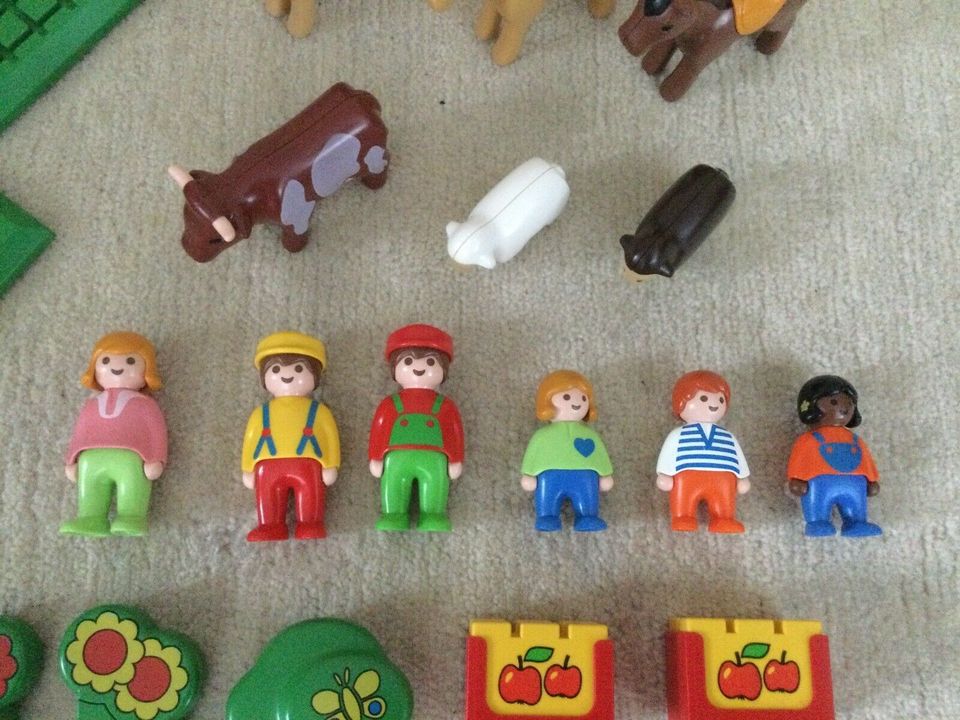 Playmobil 123 Personen, Tiere, Platten, Zaun, Brücke, Blumen in Kranzberg