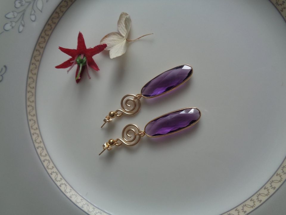 Ohrringe, Gold Filled, mit Amethyst oder Rubin in Wittenberg