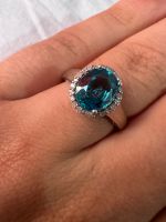 Verlobungsring Goldring blauer Zirkon 4 ct 24 Diamanten Westerwaldkreis - Leuterod Vorschau