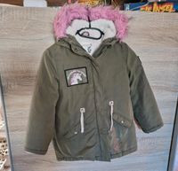 Mädchen Jacke Parker khaki grün pink rosa Einhorn Aufschrift 128 Bayern - Rattelsdorf Vorschau