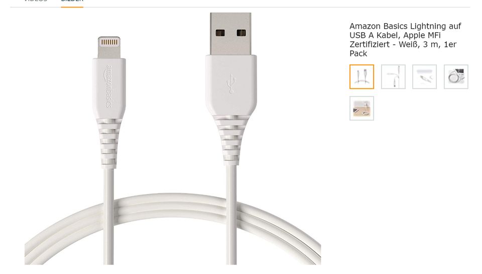 Amazon Basics-USB-A-auf-Lightning-Kabel, Ladekabel für iPhone 3 m in  Nordrhein-Westfalen - Gelsenkirchen | Apple iPhone gebraucht kaufen | eBay  Kleinanzeigen ist jetzt Kleinanzeigen