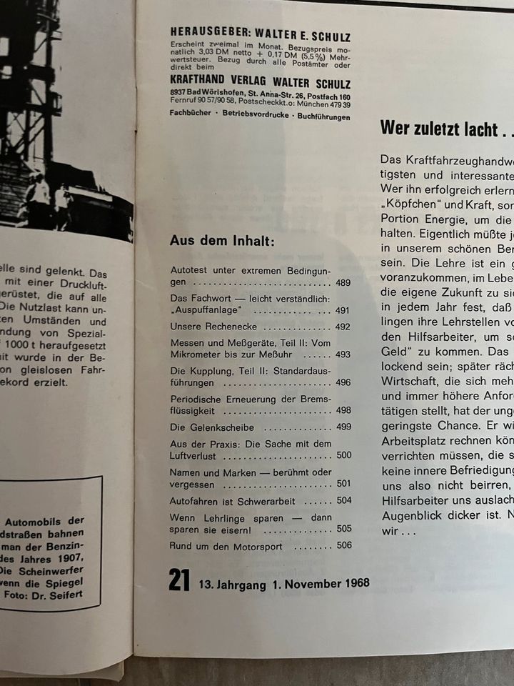 Kraftfahrzeug-Kurier Ausgabe 19-24 Jahrgang 1968 in Aspach