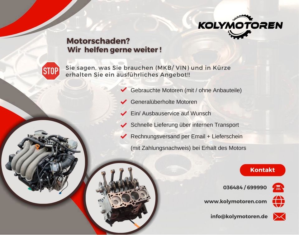 MOTOR D4162T ● VOLVO V40 V50 V60 V70 S80 ● 1,6 D ● 114PS in Neustadt an der Orla