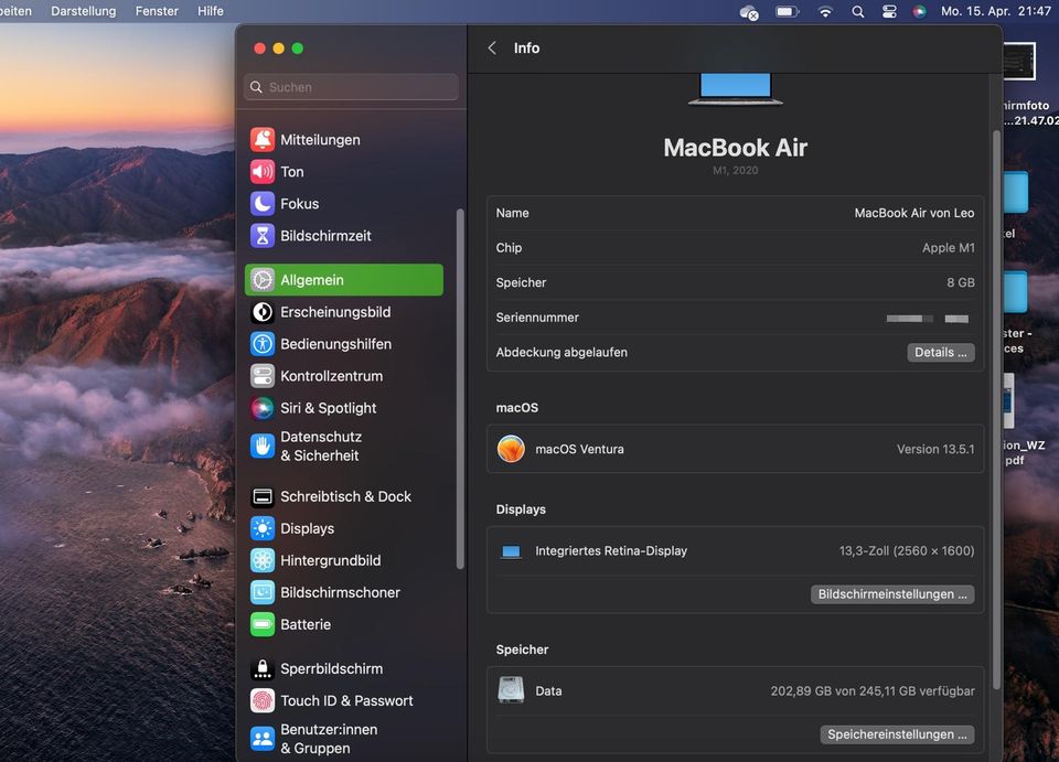 Appel Macbook Air M1 2020 in Deesen