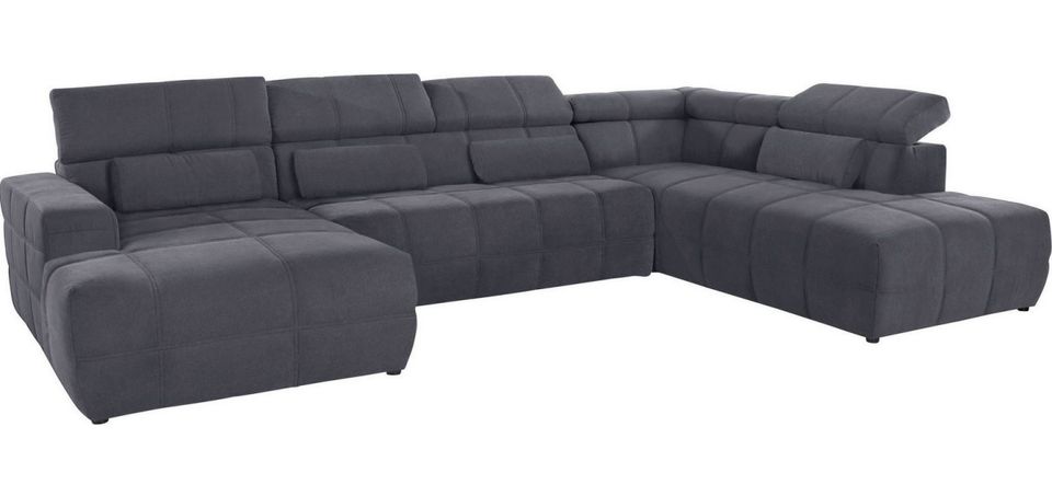 Wohnlandschaft 359cm Grau Microfaser Brandon U-Form Sofa Couch in Köln