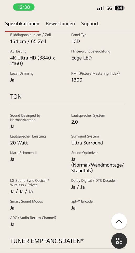 Lg SmartTV UHD 4K 65 Zoll alle App was man braucht in Hamburg