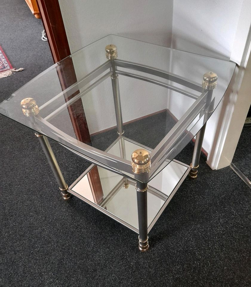 Tisch Glastisch Spiegelplatte 60 x 60 cm chrom/ Messing Deko in Halstenbek