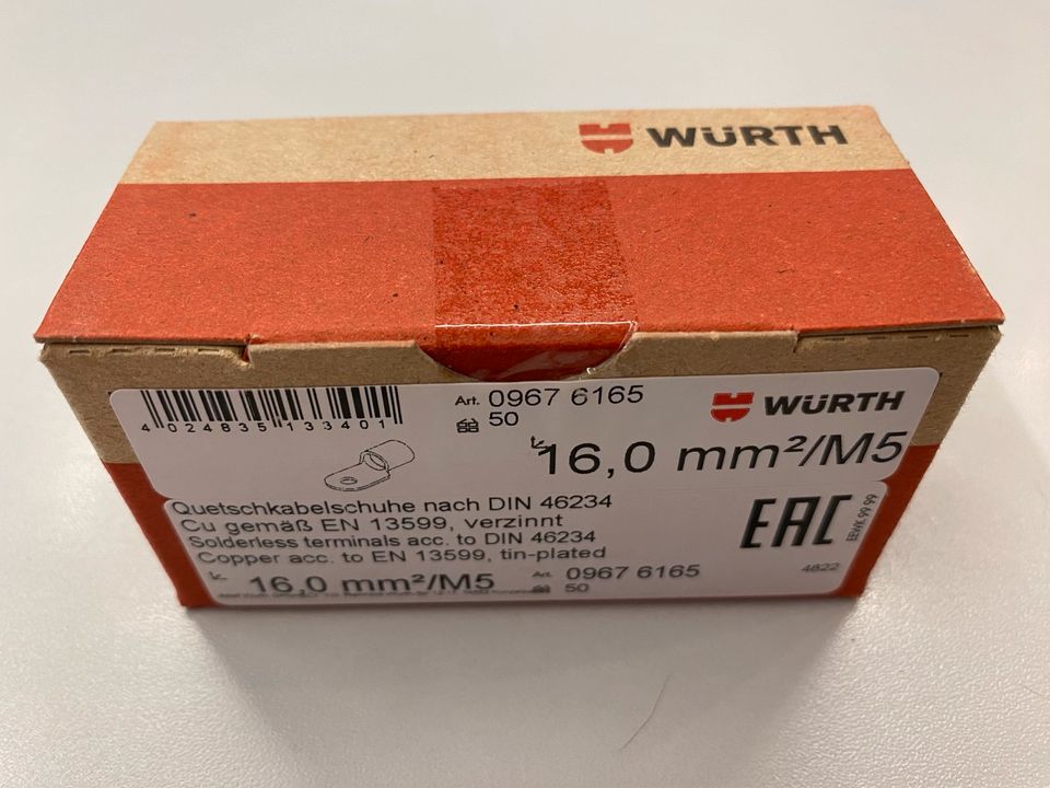 Quetschkabelschuhe 16 qmm M5 von Würth Artikelnummer 09676165 in Argenbühl