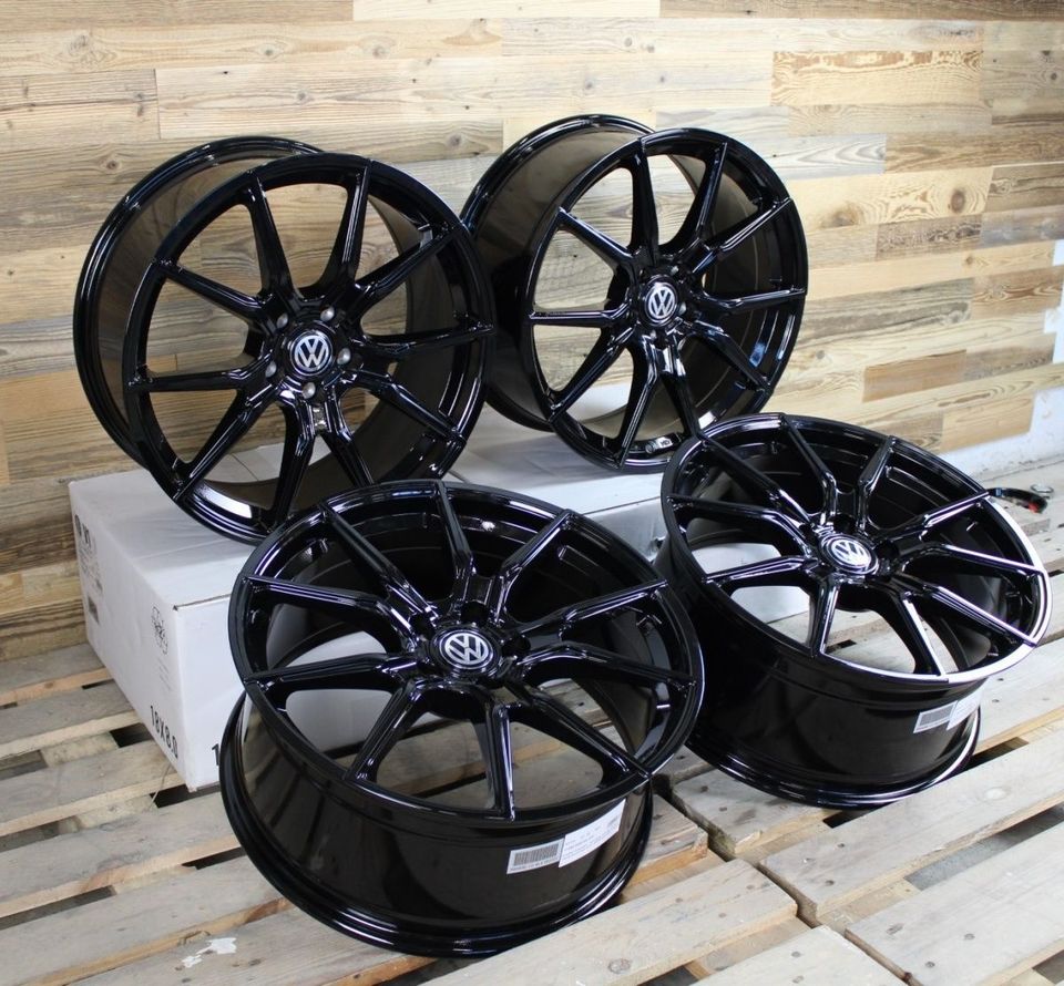 V1 Wheels 18 Zoll Felgen für VW Golf 5 6 7 8 Passat Scirocco Arteon Phaeton Sharan GTI GTD GTE egolf 6R 7R 8R B5 B6 B7 B8 CC 3C 13 R 3H 3D 7N Sommerräder Winterräder schwarz 5x112 8,5x19 Volkswagen in Neckarsulm