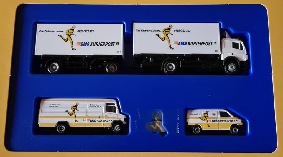 EMS Kurierpost-Set `96, 3 Modelle +Preiserfigur, herpa, 1:87, OVP in Rheda-Wiedenbrück