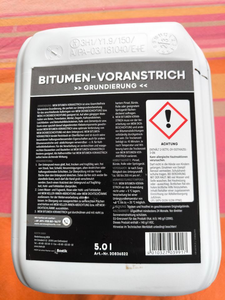 MEM Bitumen Voranstrich 2,5 L Grundierung in Hamburg