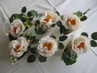 6 Porzellanschiffchen mit Kunstblumen, Tischdeko, Hochzeit Bayern - Volkach Vorschau