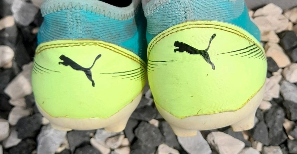 Puma Fußballschuhe 35 FG OHNE Schnürsenkel gelb blau Kinder in Duisburg