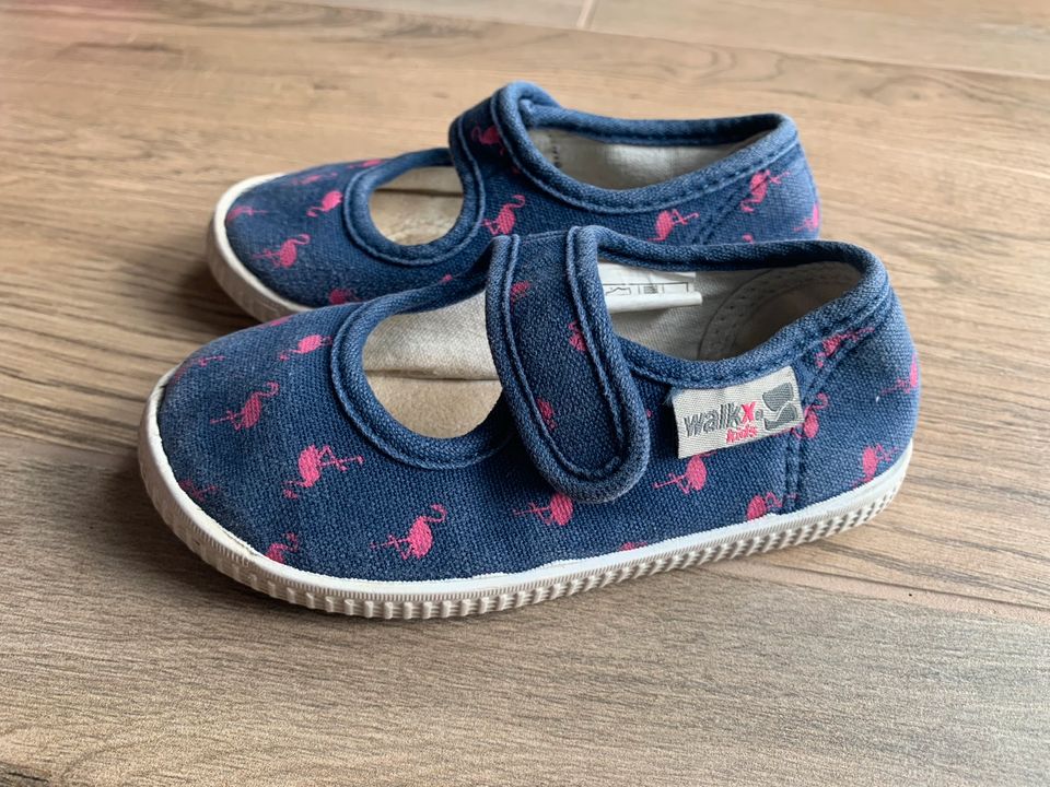 ❤️ Kinder Ballerina Gr. 24 Stoffschuhe Sommer Blau mit Flamingos in Leipzig