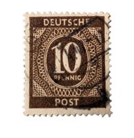 Briefmarke Aliierte Besatzung Ziffer im Oval 10 Pfennig Bayern - Großheirath Vorschau