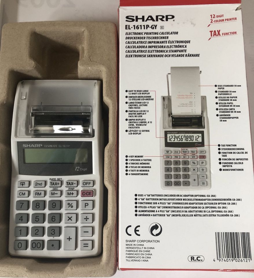 SHARP EL-1611P-GY Taschenrechner m. Druckfuktion, neuwertig, OVP in Reichersbeuern