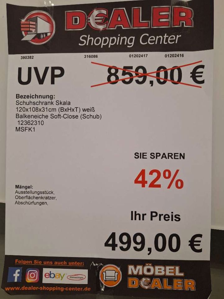 Garderobenschrank, Schuhschrank, Schuhkommode, statt 859 Euro in Zeitz