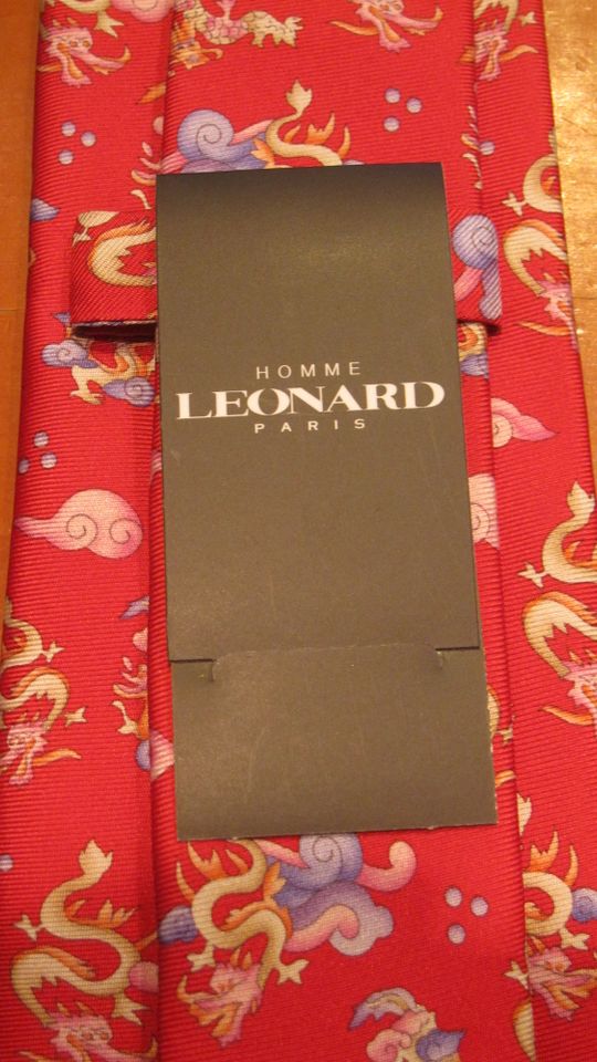 Leonard Paris Krawatte LP 199€ Seide Drachen Rot Neu Italy in Kerpen