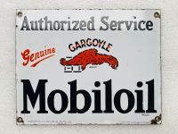 ‼️ EMAILSCHILD Mobiloil Authorized Service Emailleschild um 1930 Saarland - Schiffweiler Vorschau