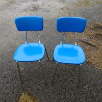2 SIXTIES alte Küchen-Stühle Stahlrohr Stuhl- Set blau Vintage Bayern - Traunreut Vorschau