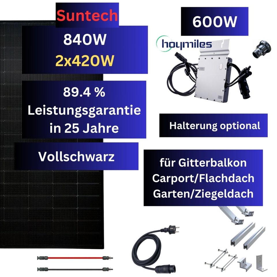Balkonkraftwerk 840Wp/600W Photovoltaik Solaranlage (Steckfertig) in Wentorf