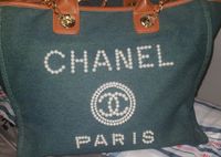 Shopper Chanel grün Jeans Stoff braunes Leder Kiel - Gaarden Vorschau