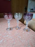 3 Bleikristall-Gläser, grünlich, weinrot und lila Hessen - Waldeck Vorschau
