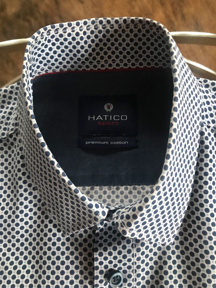 ☀️ HATICO SPORT ☀️ Hemd•Blau/Weiß•gepunktet•100% premium cotton in Mechernich