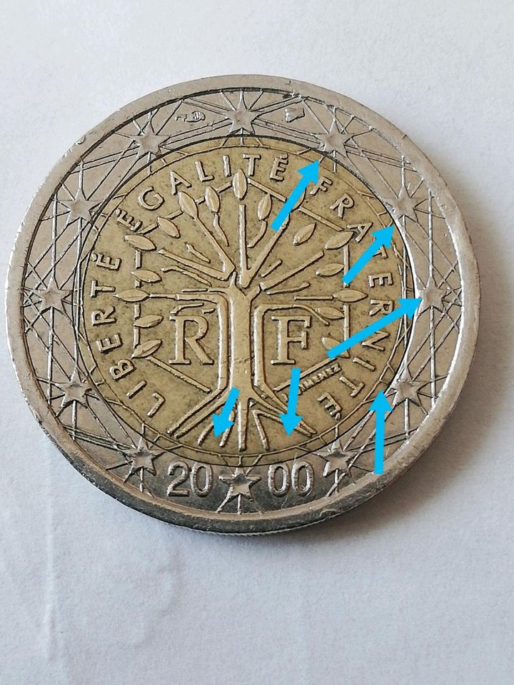 Frankreich Selten 2€ Fehlprägung Münzen Münze euro 2000. Stern in Wuppertal