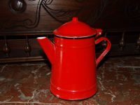 Alte Kaffeekanne aus rotem Emaille 60er Jahre Vintage Kult Hessen - Idstein Vorschau