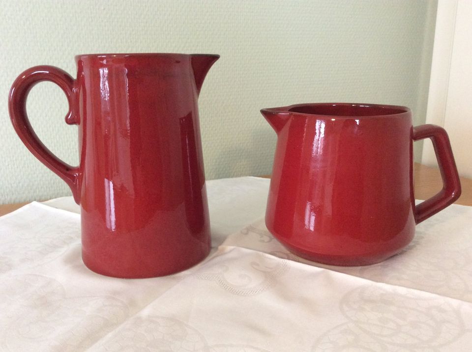 Vintage Kanne Jasba Zeller Keramik rot glasiert 70er Landhaus in Mommenheim